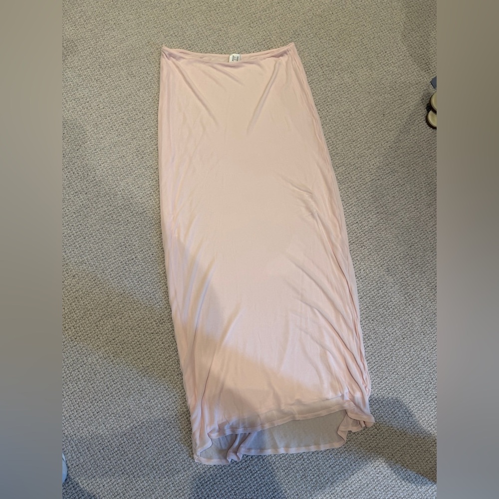 Sheer Light Pink Maxi Skirt with Elastic Waist